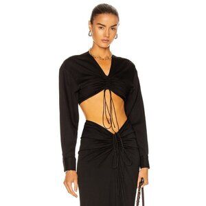 Christopher Esber Ruched Crop Shirt in Black AUS 12 US 8 New Womens Blouse Top